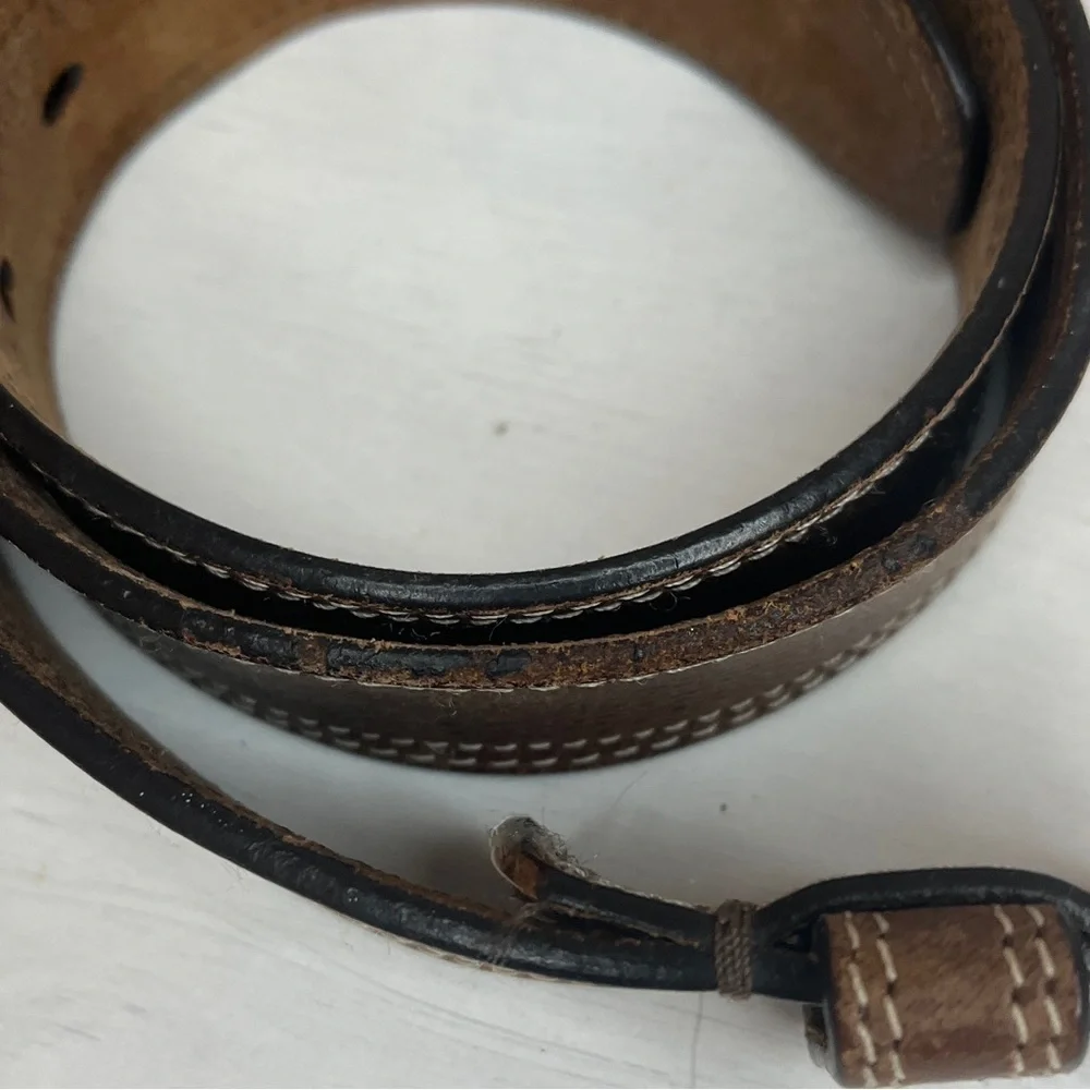 Timberland Genuine Brown Leather Belt Size 32